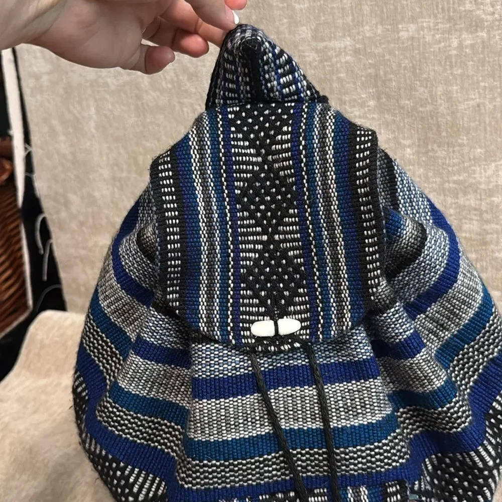 Pinzon Blue and Black Striped Backpack